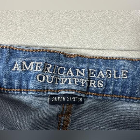 American Eagle Outfitters Super Low Shortie Cuffed Distressed Denim Shorts - Picture 2 of 6